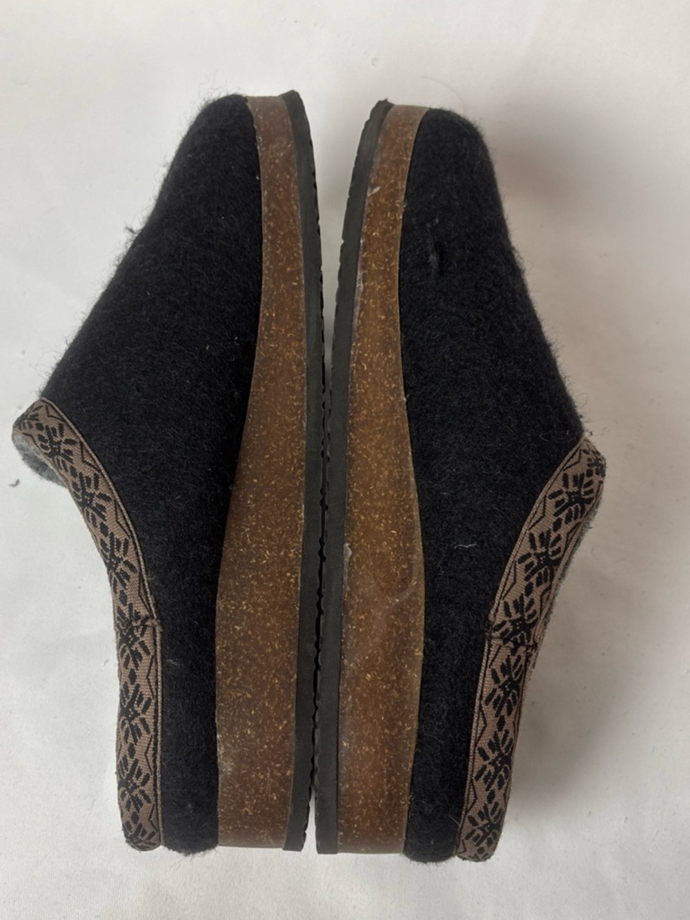 L.L.Bean Wool Slipper Clog Women's 9 Black Slip On Cork Sole - Picture 5 of 9